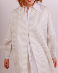 Dlouhé lněné kimono FULL MOON - STRIPES