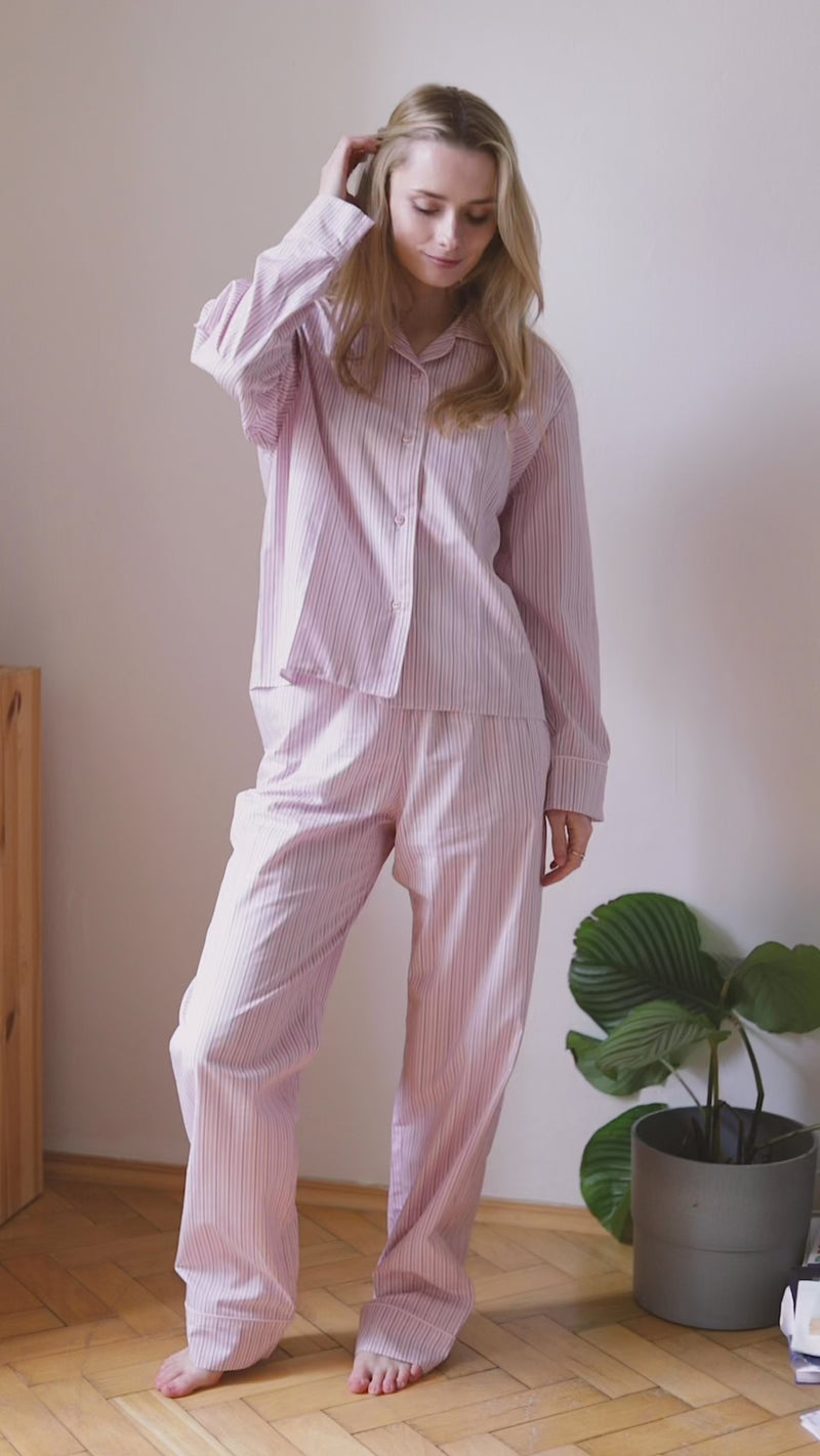 Pyžamový set Organic - růžový proužek